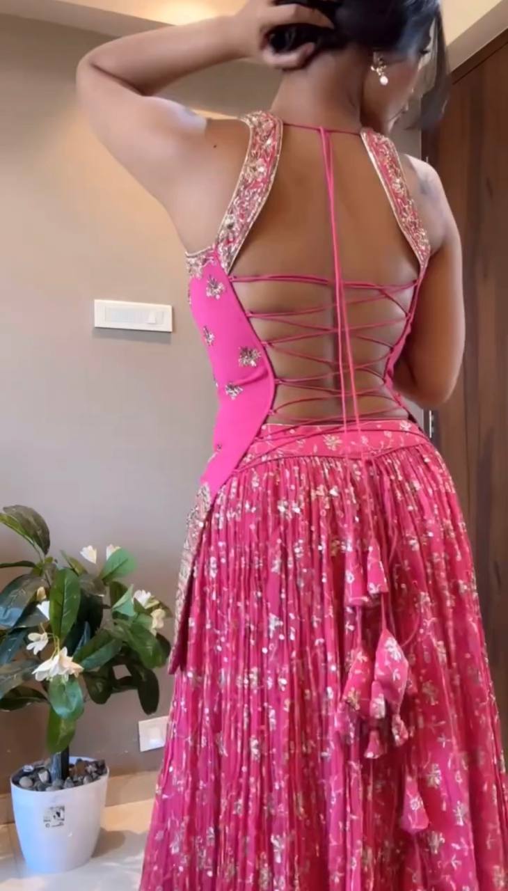 Fuchsia Blossom Wedding Sharara Set